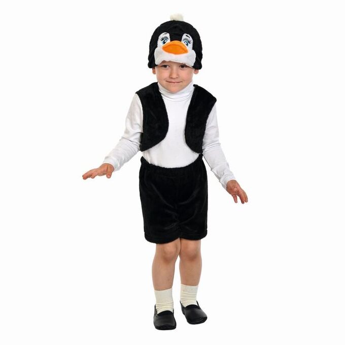 КАРНАВАЛOFF Карнавальный костюм &quot;Пингвинчик&quot;, плюш-лайт, жилет, шорты, маска, рост 92-116 см