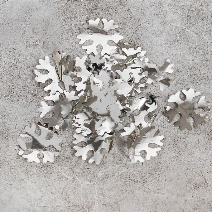 Наполнитель для шара &quot;Конфетти снежинка&quot; 3,5 см, фольга, цвет серебряный 500г
