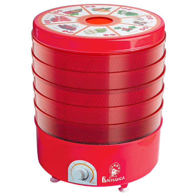 Сушилка электрическая для овощей и фруктов ВАСИЛИСА СО3-520 красная с красными секциями