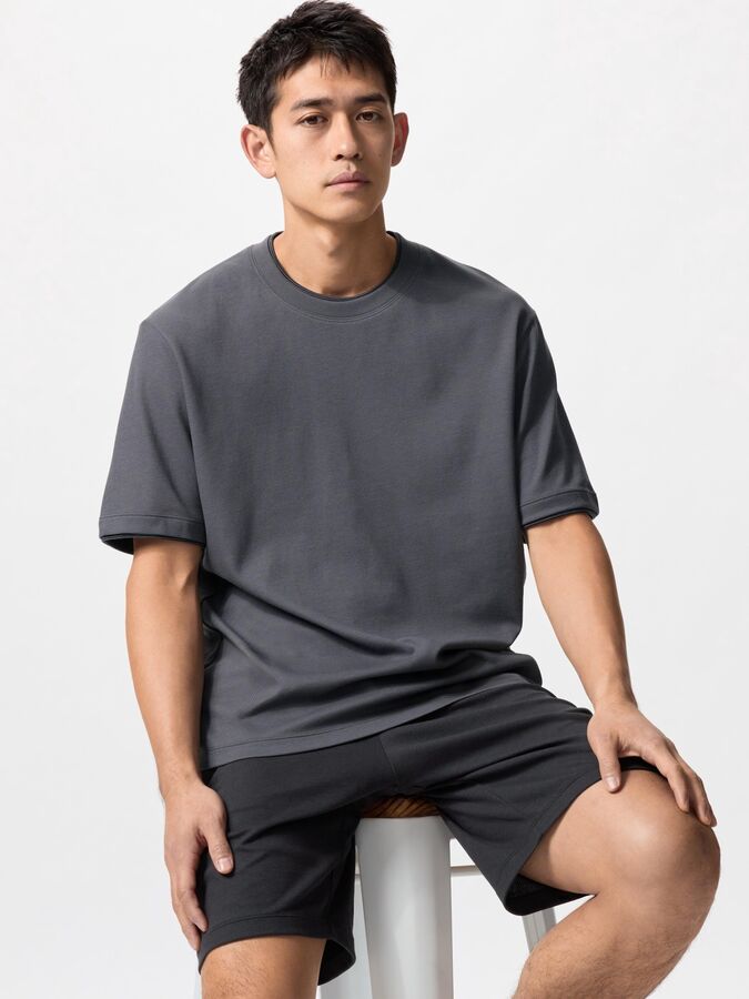 UNIQLO AIRism - хлопковый домашний комплект с короткими рукавами - 08 DARKGRAY