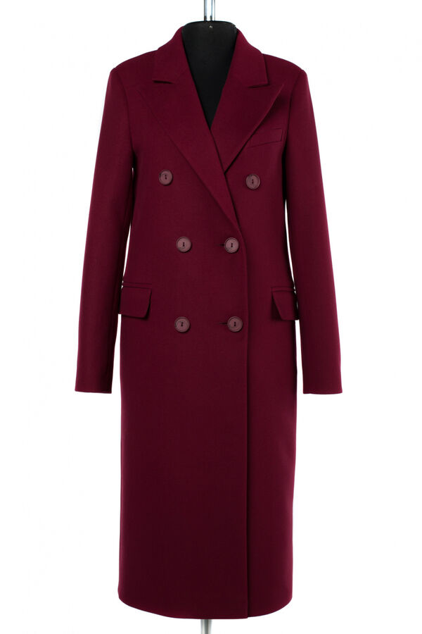 01-08916 Пальто женское демисезонное &quot;Classic Reserve&quot; Пальтовая ткань бордовый