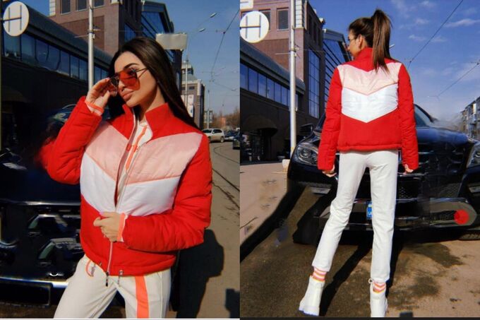 Куртка Женская 11001 &quot;Дутая Разноцветная&quot; Красная