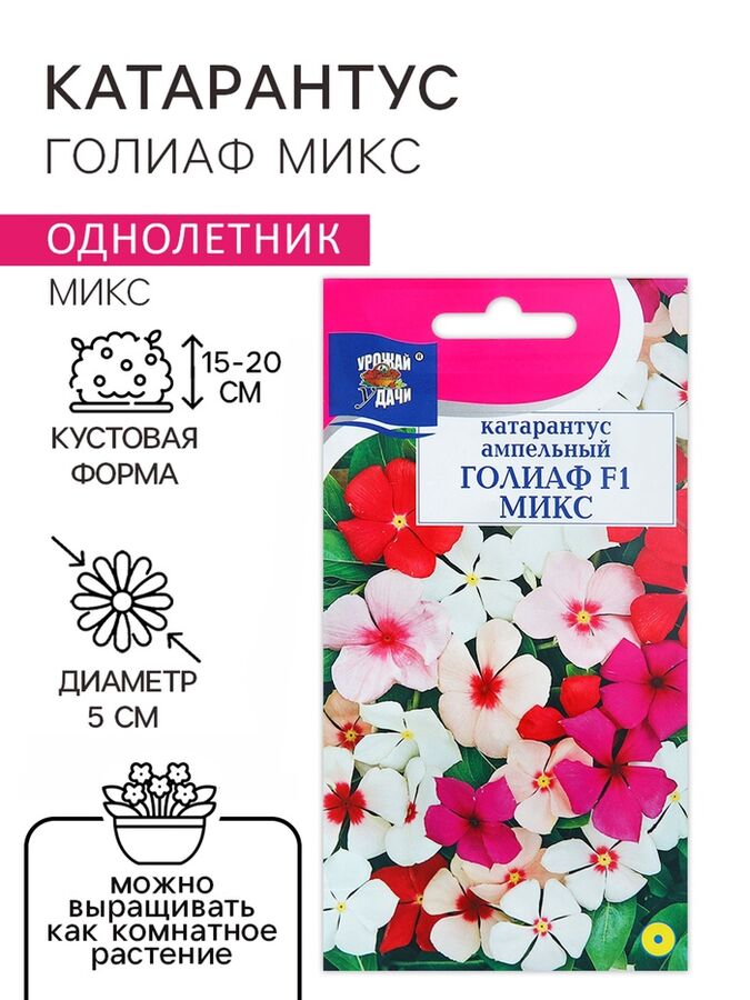 Урожай уДачи Семена цветов Катарантус &quot;ГОЛИАФ Микс&quot;, 0,01г.