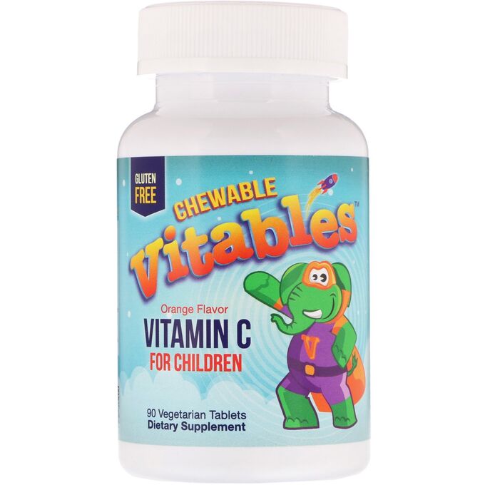 Vitables, Детская жевательная добавка с витамином C, апельсин, 90 вегетарианских таблеток
