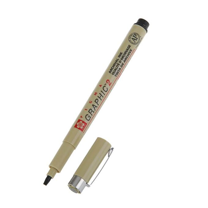 Ручка капиллярная для графических работ и каллиграфии Sakura Pigma Graphic 2 чёрный 2.0 мм