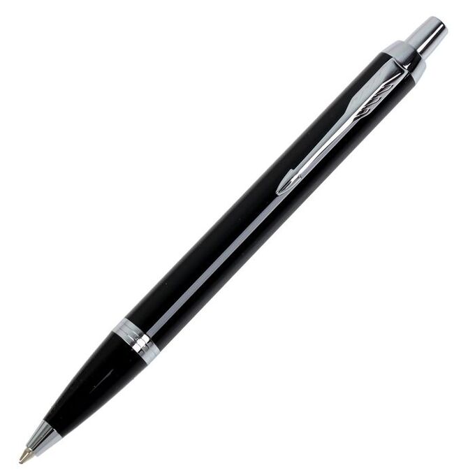 Ручка шариковая Parker IM Core Black CT M, корпус из латуни чёрный матовый/ хром, синие чернила (1931665)