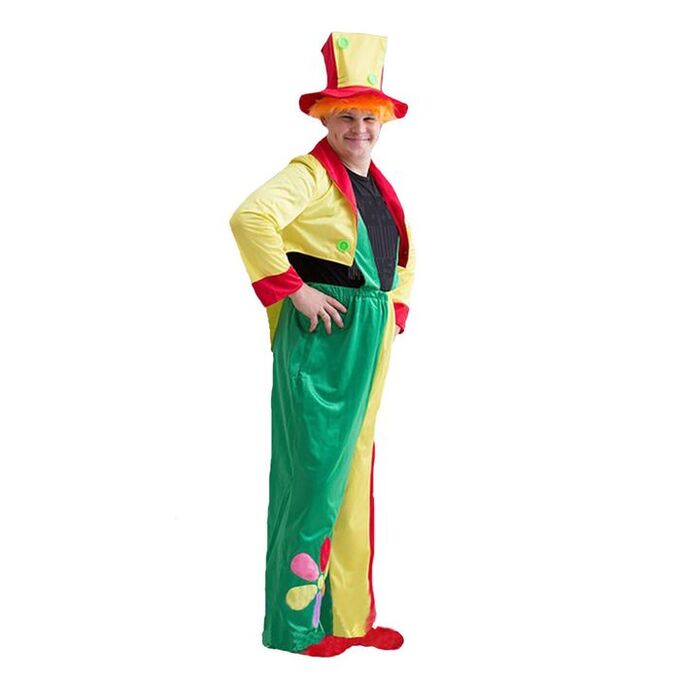 Карнавальный костюм &quot;Клоун&quot;, шляпа с волосами, комбинезон, пиджак, р-р 50-54