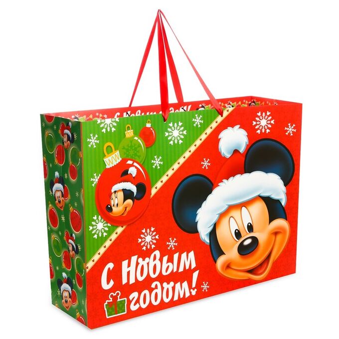 Disney Пакет подарочный ламинированный «Подарок от деда Мороза», Микки Маус, 61 х 46 х 20 см