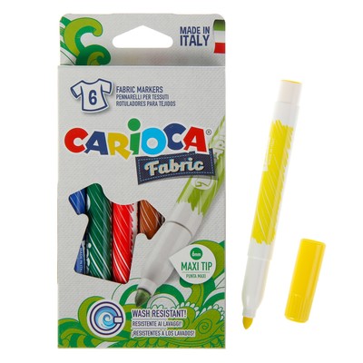 Фломастеры для ткани 6цв Carioca Fabric 6.0 мм, к/к 40956/6