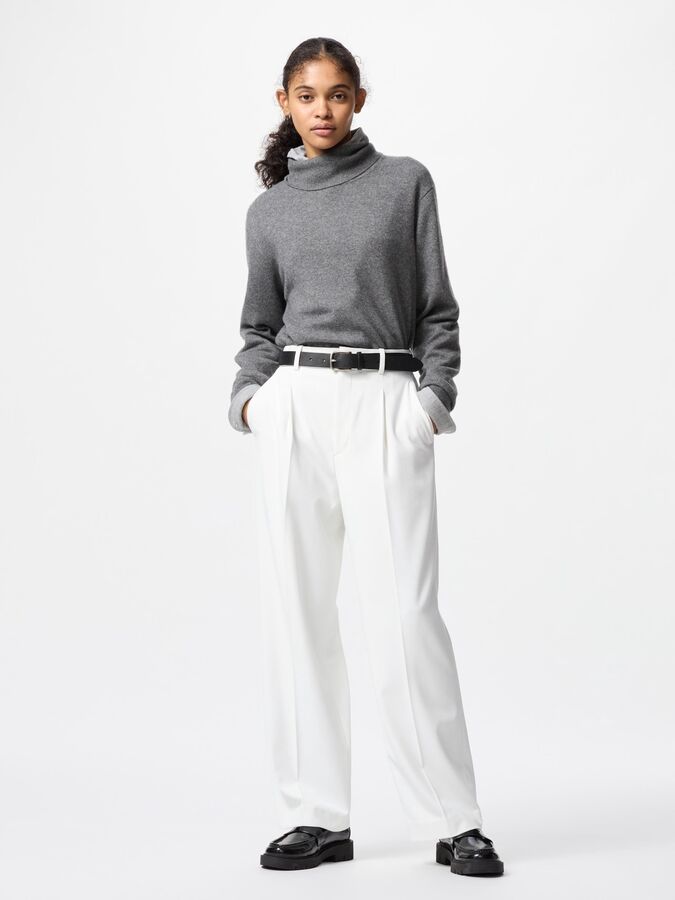 UNIQLO Брюки широкие с высокой талией (длина 69-71 см.), белый