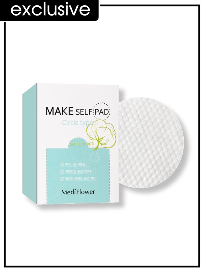 Medi Flower Диски ватные для снятия макияжа хлопковые двусторонние Pad Make Self (Refill), 130 шт