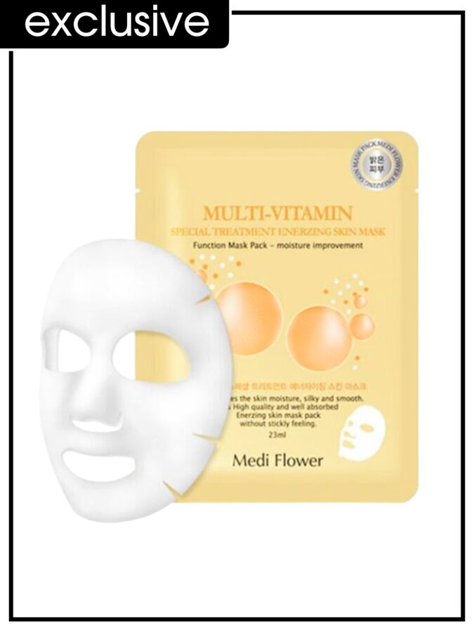 Medi Flower Маска для лица тканевая увлажняющая с мультивитаминами Mask Pack Special Treatment Energizing Skin Multi-Vitamin, 23 мл