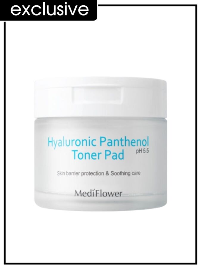 Medi Flower Тонер пэды для лица с гиалуроновой кислотой и пантенолом Pad Toner Hyaluronic Panthenol Ph5.5, 180 мл (60 шт)