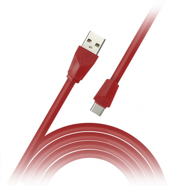 Дата-кабель Smartbuy USB 2.0 - USB TYPE C, плоский, длина 1 м, красный (iK-3112r red)/60