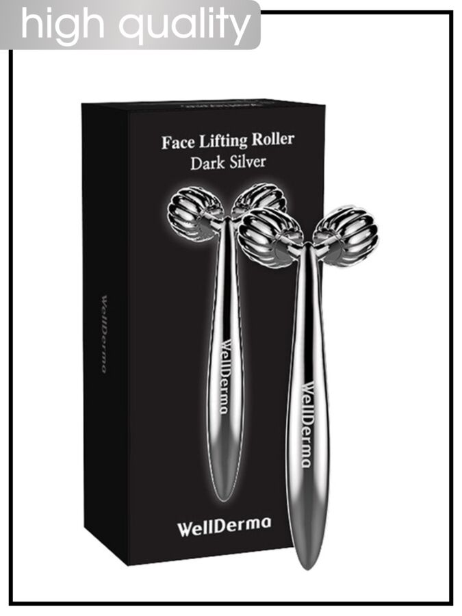 WellDerma Роликовый массажер для лица Face Lifting Dark Silver Roller, 1шт