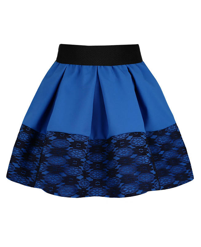 Синяя юбка для девочки с гипюром Цвет: светло-синий
