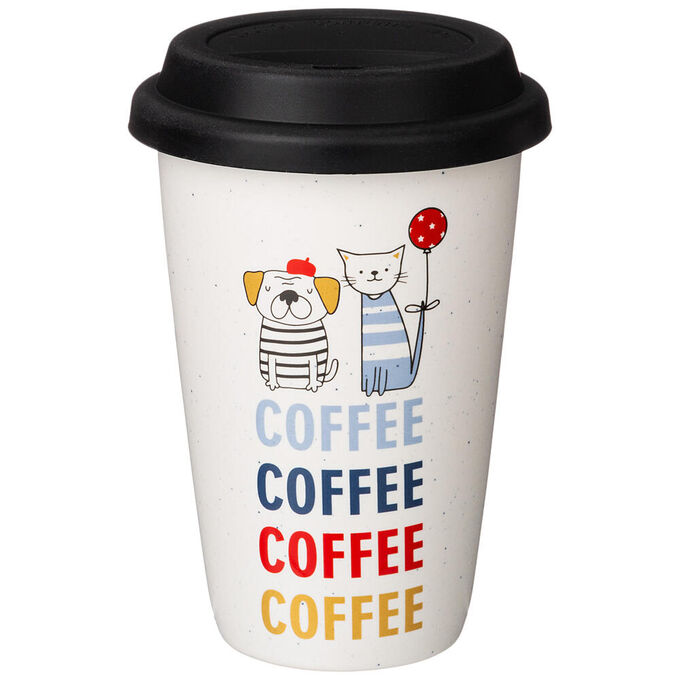Lefard Кружка Coffemania с силиконовой крышкой, 390 мл - Идеальный спутник для любителей кофе, 1 шт.