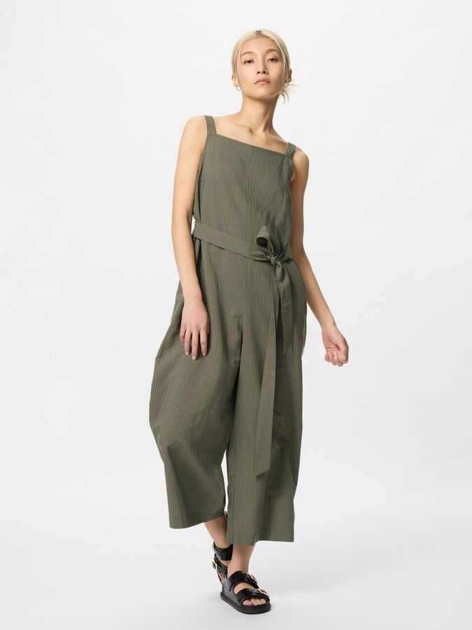 UNIQLO - свободный полосатый комбинезон из льняной смеси - 56 OLIVE