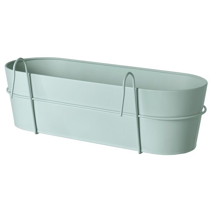 IKEA VITL?K, коробка для цветов с держателем, внутренняя наружная бирюзовая, 56x20 см