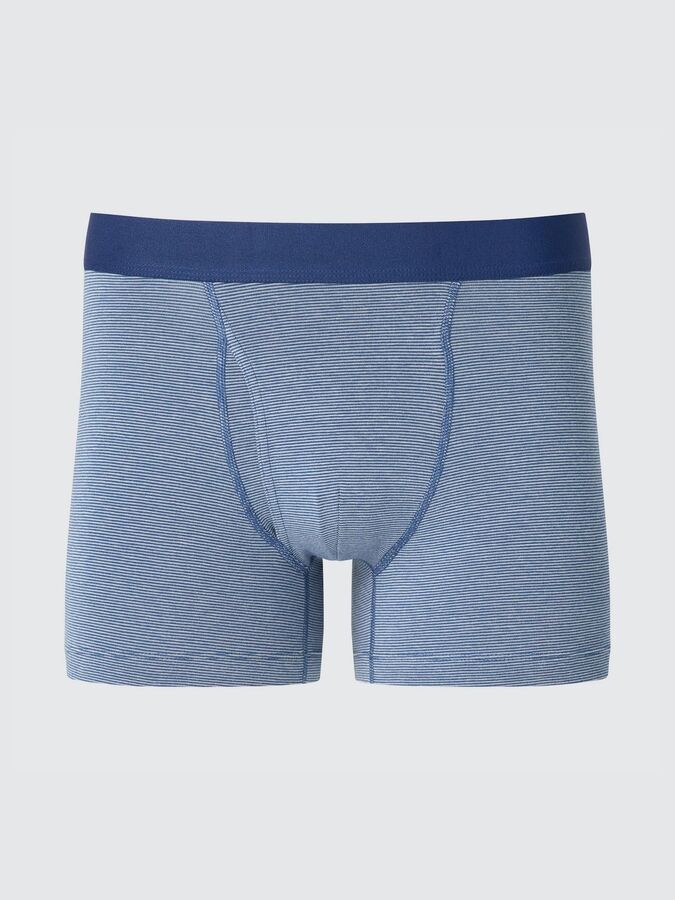 UNIQLO - хлопковые трусы-боксеры в мелкую полоску - 67 BLUE