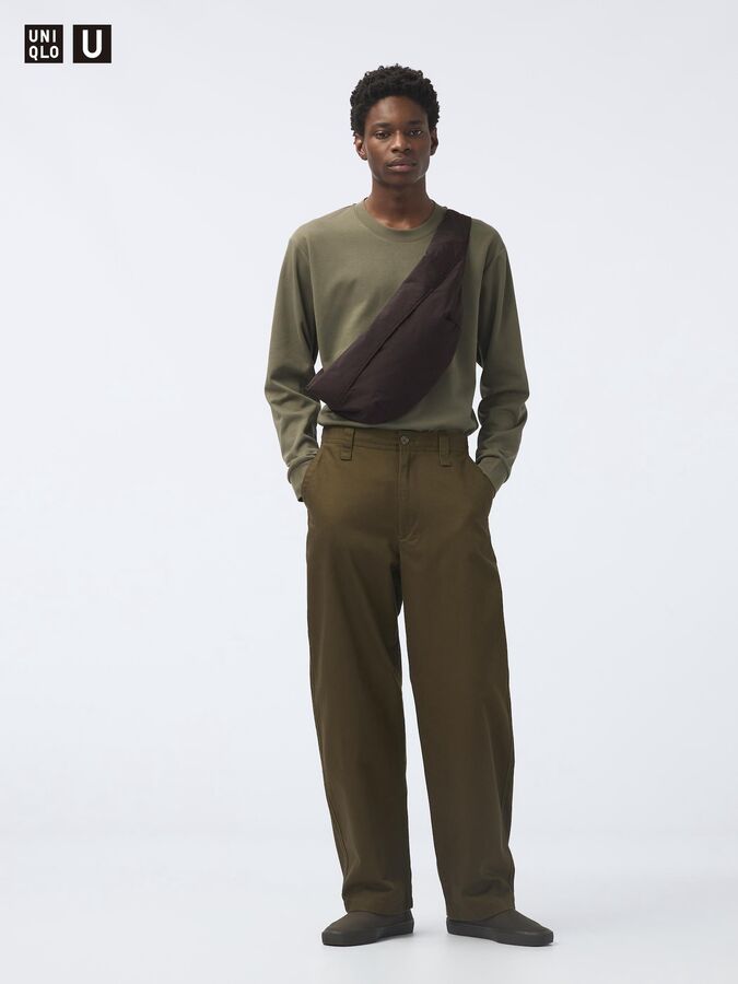 UNIQLO - широкие брюки-чинос - 38 DARKBROWN