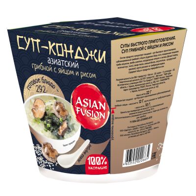 Суп грибной ASIAN FUSION с яйцом и рисом (КОНДЖИ) картон 22г*8