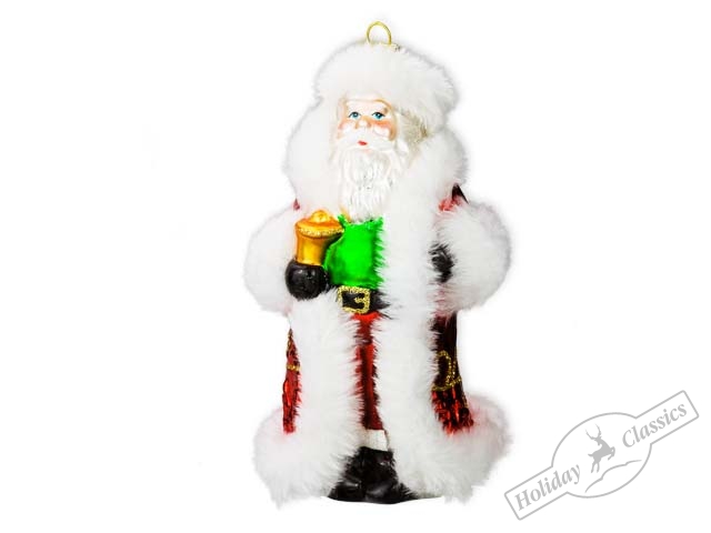 Дед Мороз в красной шубе с меховой опушкой (стекло) 7,6х14 см