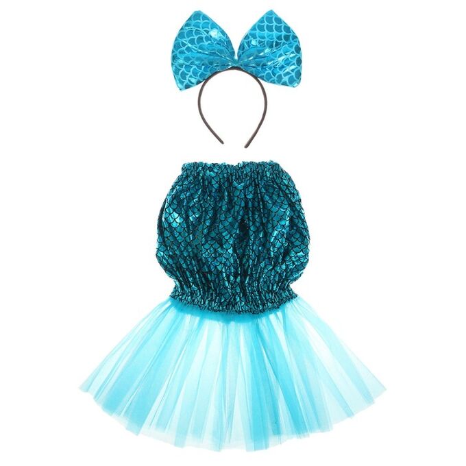 Карнавальный набор «Русалочка», ободок, юбка, 3-5 лет, цвет голубой