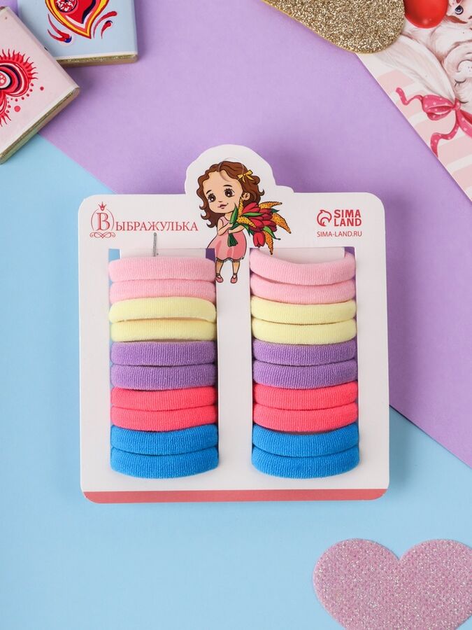 Выбражулька Резинки для волос «Аделия», набор 20 шт., ассорти, 3 см, МИКС