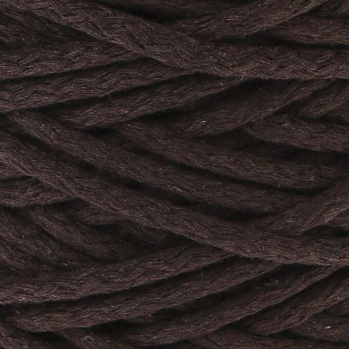 Шнур для вязания 100% хлопок, ширина 5 мм 100м/450гр (тёмно-коричневый)
