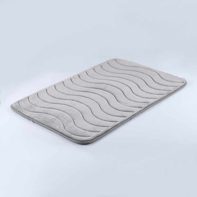 Набор ковриков для ванны и туалета Доляна «Волна», 2 шт: 40x50, 50x80 см, цвет серый