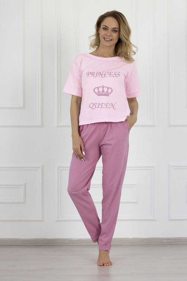 Костюм 706 Каролина №1 (футболка+брюки) розовый