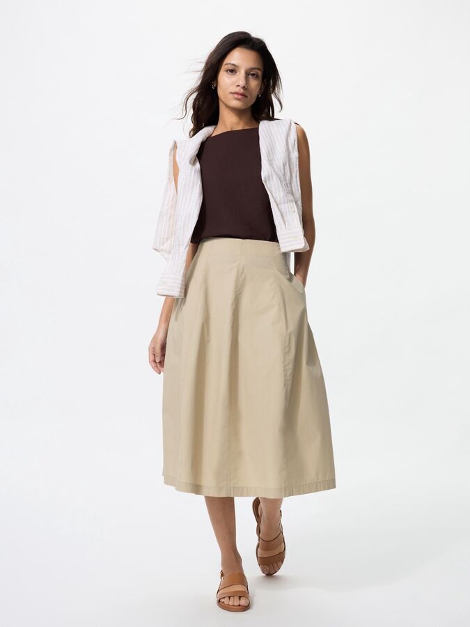 UNIQLO - хлопковая юбка-кокон укороченной длины - 32 BEIGE