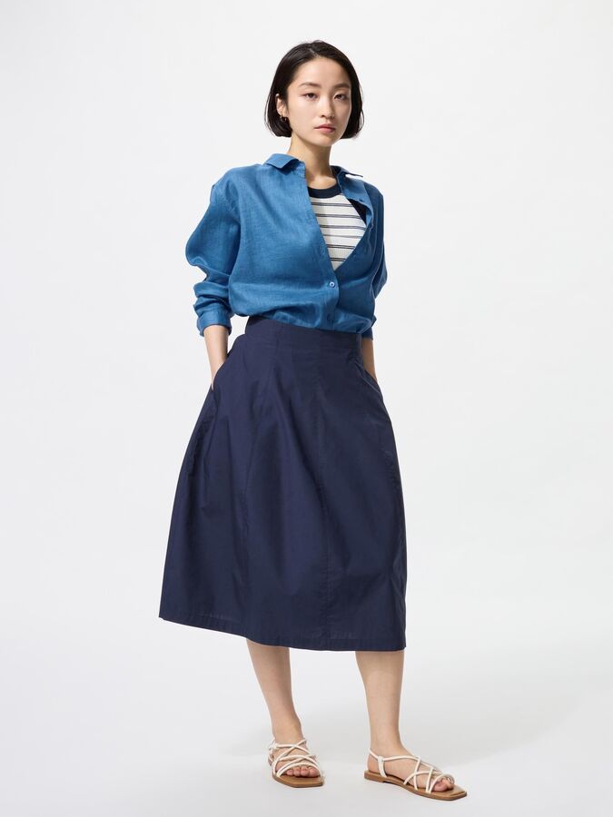 UNIQLO - хлопковая юбка-кокон укороченной длины - 69 NAVY