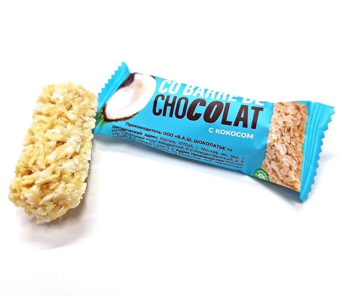 COBARDE de CHOCOLATE Мультизлаковая конфета &quot;SHOKOLAT&#039;E&quot; c КОКОСОМ и белой глазурью, 250 гр.
