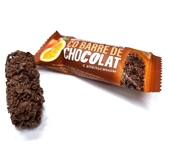 COBARDE de CHOCOLATE Мультизлаковая конфета &quot;SHOKOLAT&#039;E&quot; c АПЕЛЬСИНОМ и шоколадной глазурью, 250 гр.