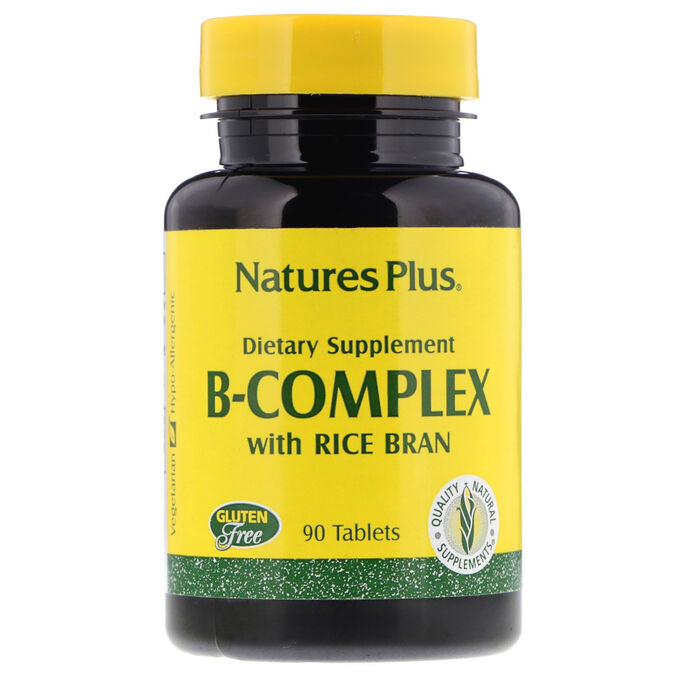 Nature&amp;#x27 - s Plus, Комплекс витаминов группы B с рисовыми отрубями, 90 таблеток