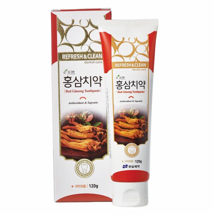 Косметика Hanil Зубная паста с красным женьшенем Refresh &amp; Clean Dental Clean Red Ginseng toothpaste, 120 г