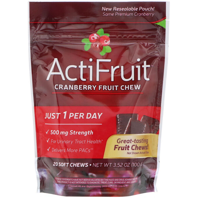 Nature&amp;#x27 - s Way, ActiFruit, Cranberry Fruit Chew, 20 Soft Chews