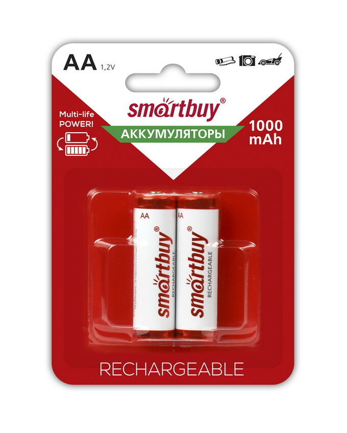 Smartbuy Аккумулятор NiMh AA/2BL 1000 mAh (24/240) (SBBR-2A02BL1000)