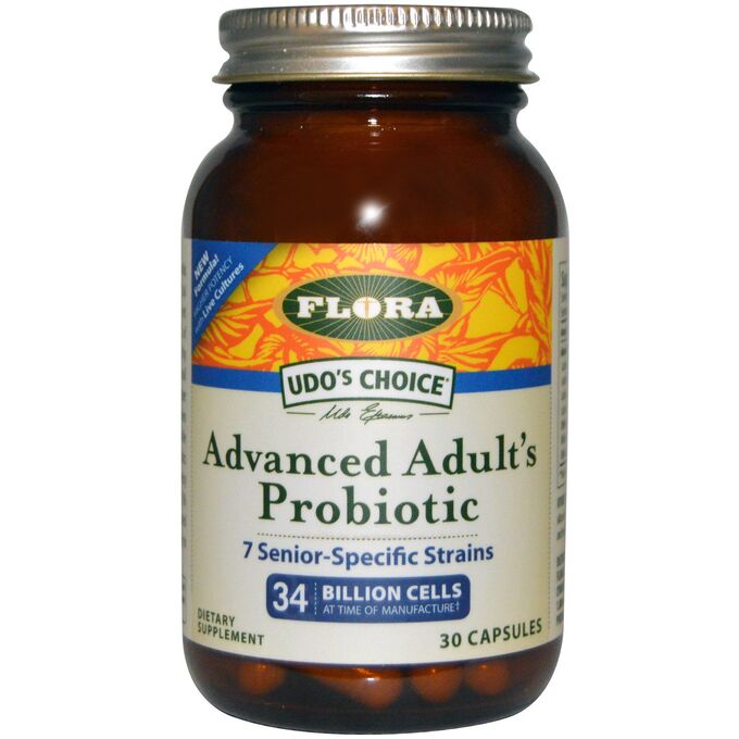 Flora, Udo&amp;#x27 - s Choice, улучшенная формула пробиотика для взрослых, 30 капсул в растительной оболочке