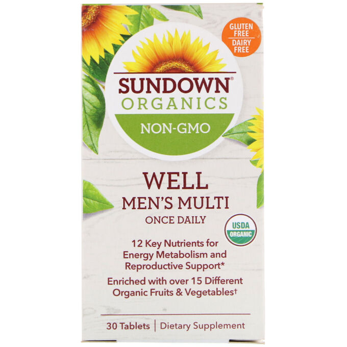 Sundown Organics, Well Men&amp;#x27 - s Multivitamin, Once Daily, 30 Tablets