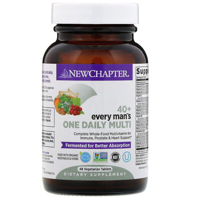 New Chapter, 40+ Мультвитамины для мужчин, 48 вегетарианских таблеток 