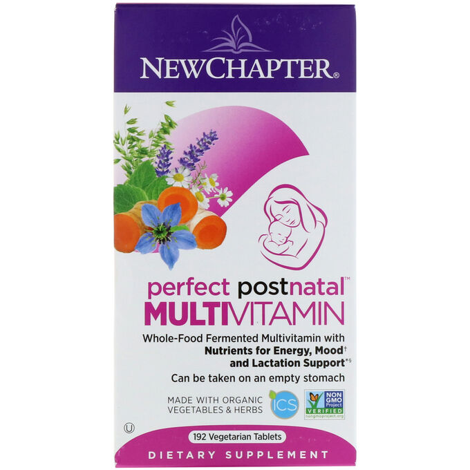 New Chapter, Мультивитамины Perfect Postnatal, 192 вегетарианские таблетки