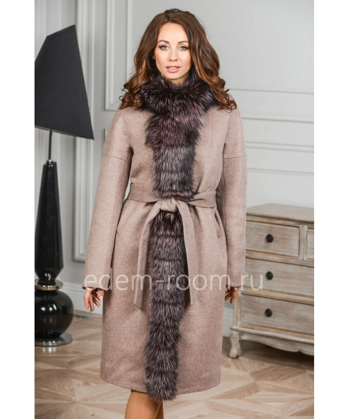 Теплое пальто с мехом лисыАртикул: G-2308-105-KR-CH