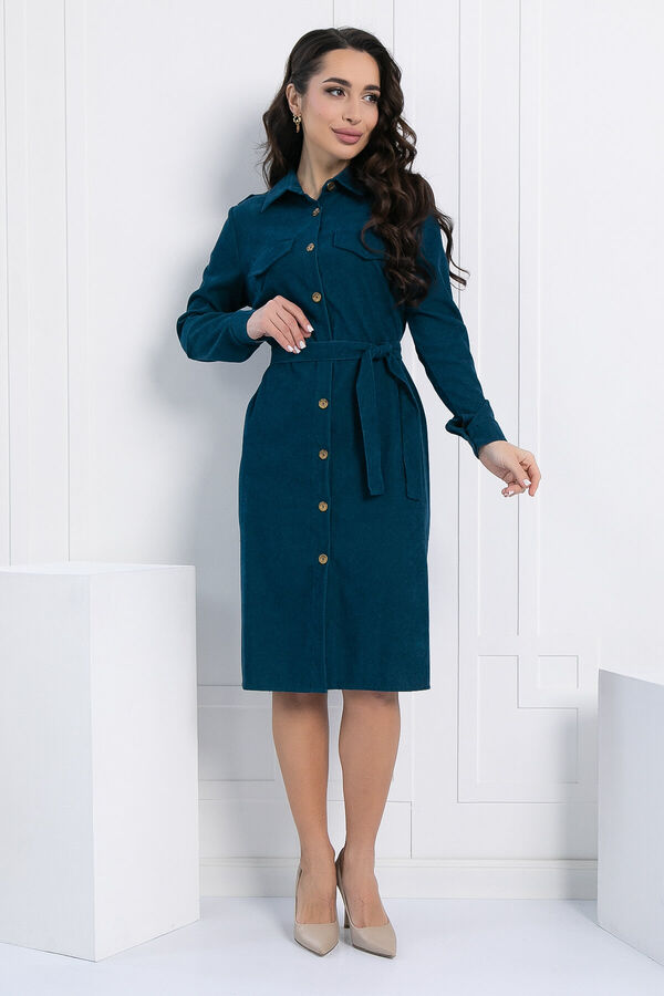 LT Collection Платье-рубашка В большом городе (сине-зеленое) П12798М
