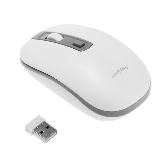 Мышь Smartbuy ONE 359G, беспроводная, оптическая, 1600 dpi, USB, 1xAA, бело-серая