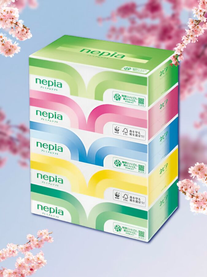 Двухслойные бумажные салфетки мягкие &quot;NEPIA&quot;Premium Soft&quot;, 180 шт.х 5 пачек