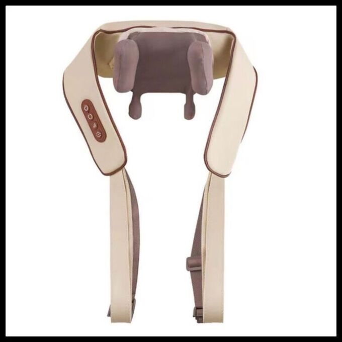 Massager of Neck Kneading Массажер для шеи, плеч и тела с инфракрасным подогревом HJ-188, беспроводной, кремовый
