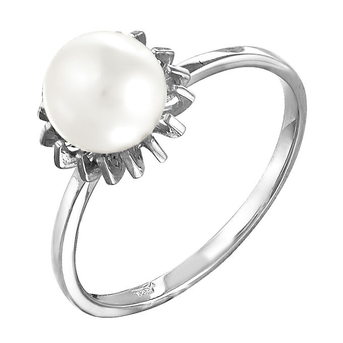 Серебряное кольцо с жемчугом 190-5-421